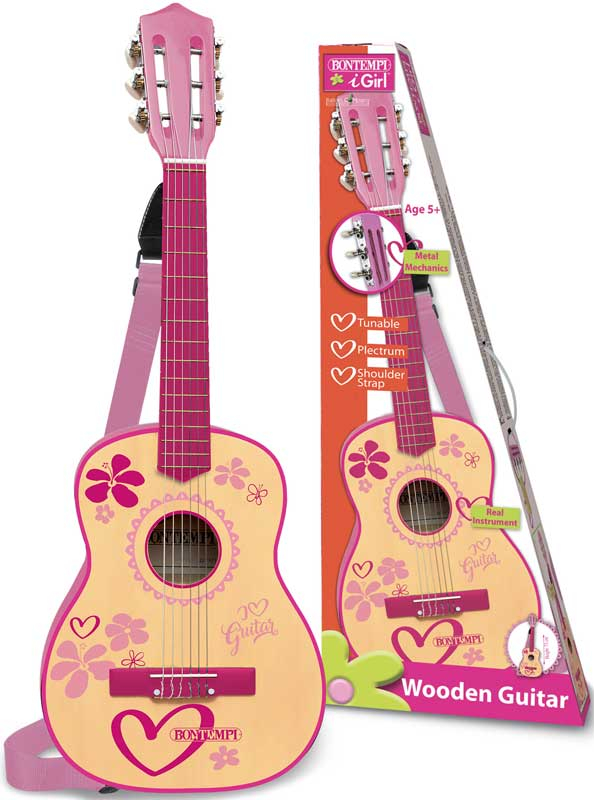 Wholesalers of Bontempi Wooden Guitar 75 Cm I Girl With Shoulder Strap toys