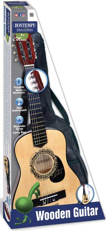 Wholesalers of Bontempi Wooden Guitar 75 Cm With Shoulder Strap And Carry-b toys