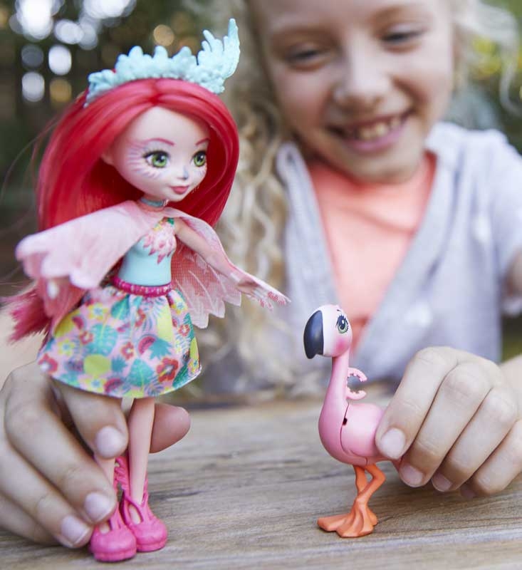 Enchantimals GFN42 Fanci Flamingo Doll 6-in & Swash Animal Friend Figure, 