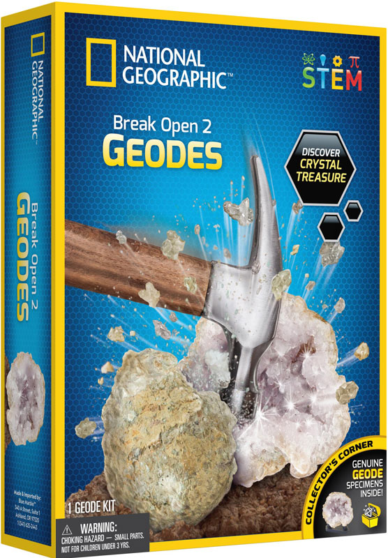 Discover Crystals Inside! National Geographic Break Open 4 Geodes Kit 